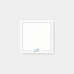Professional Dark Teal Green Monogram Initials Post-it Notes