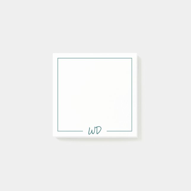Professional Dark Teal Green Monogram Initials Post-it Notes (Front)