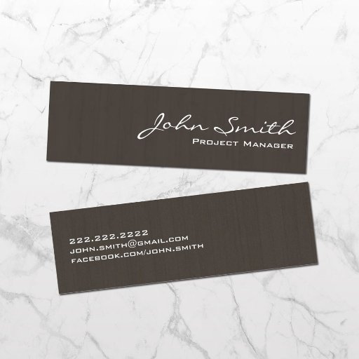 Customizable Professional Dark Wood Mini Business Card
