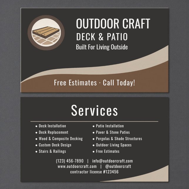 Professional Deck & Patio Installation Company Business Card (Creator Uploaded)