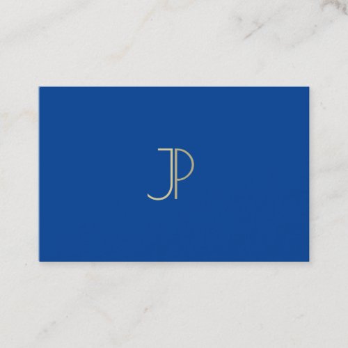 Professional Deep Blue Modern Monogram Elegant Top Business Card