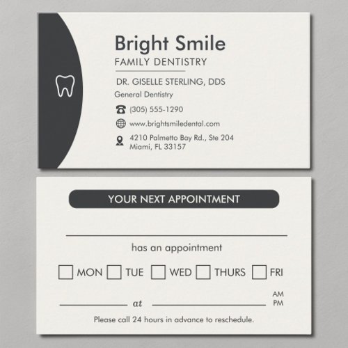 Professional Dental Appointment Card
