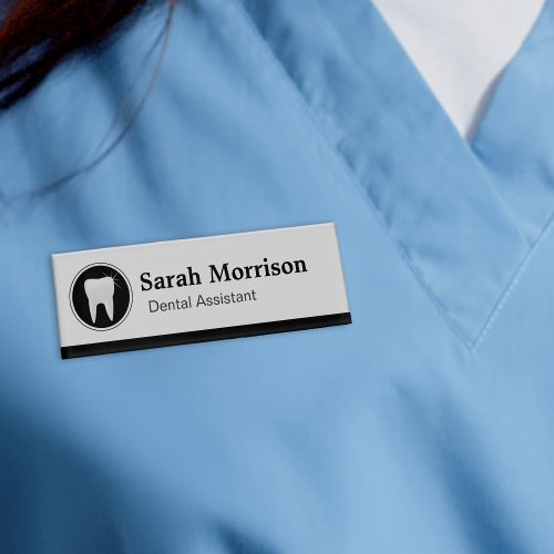 Professional Dental Assistant Dentist Tooth Logo Name Tag