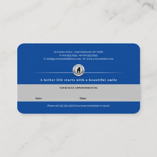 Professional Dental  Blue Dentist Appointment Card