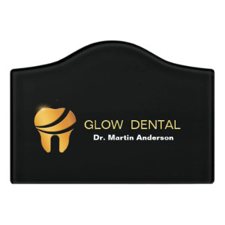 Professional Dental Clinic Gold Tooth Logo Door Sign