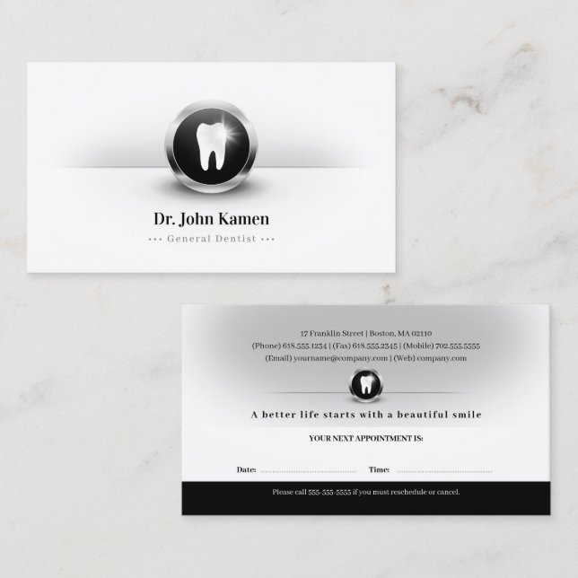 Professional Dental | Dentist Appointment Card (Front/Back)