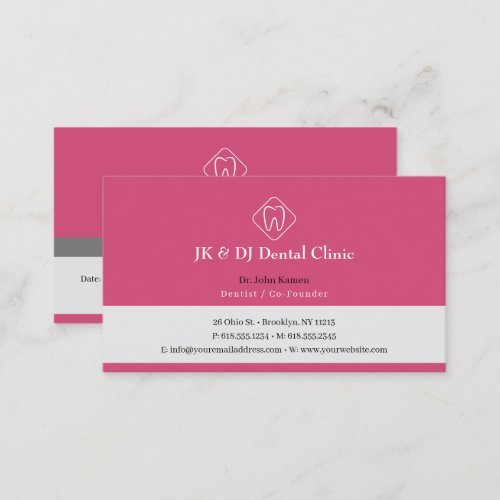 Professional Dental  Pink Dentist Appointment Card