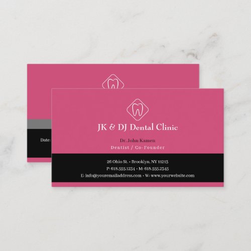 Professional Dental  Pink Dentist Appointment Card