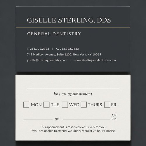 Professional Dentist Appointment Reminder Card