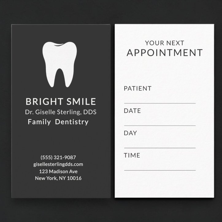 Professional Dentist Dental Black Appointment Business Card