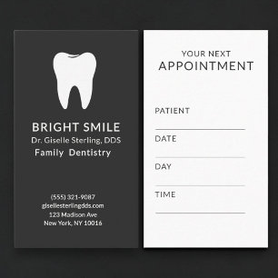 Professional Dentist Dental Black Appointment Card