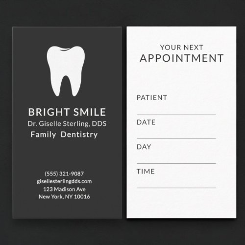 Professional Dentist Dental Black Appointment Card