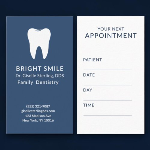 Professional Dentist Dental Care Blue Appointment Business Card