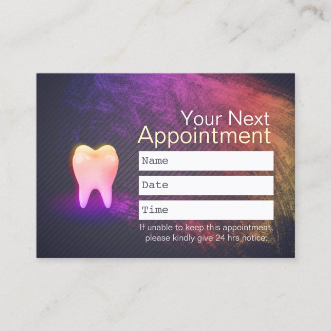 Professional Dentist Dental Clinic Rose Gold Tooth Appointment Card (Front)