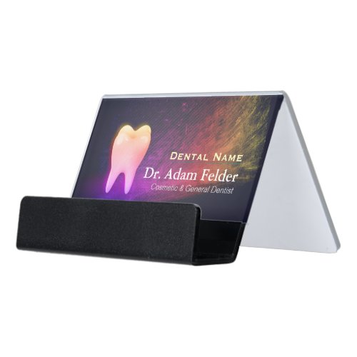 Professional Dentist Dental Clinic Rose Gold Tooth Desk Business Card Holder