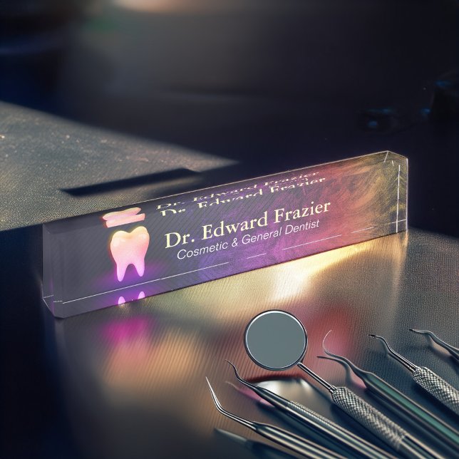 Professional Dentist Dental Clinic Rose Gold Tooth Desk Name Plate (Creator Uploaded)
