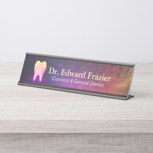 Professional Dentist Dental Clinic Rose Gold Tooth Desk Name Plate