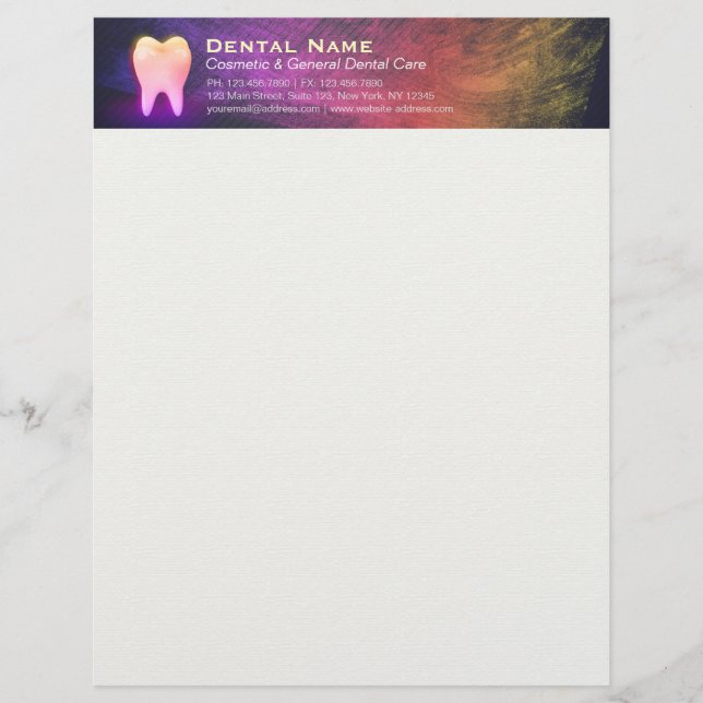 Professional Dentist Dental Clinic Rose Gold Tooth Letterhead (Front)
