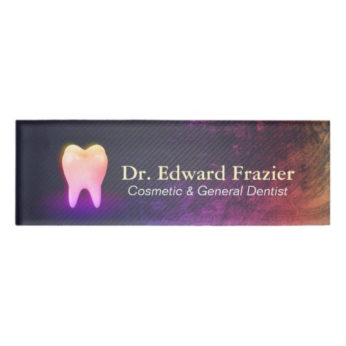 Professional Dentist Dental Clinic Rose Gold Tooth Name Tag