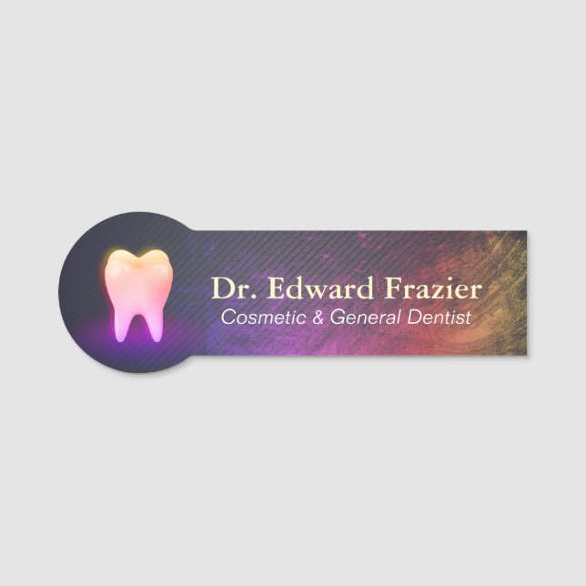Professional Dentist Dental Clinic Rose Gold Tooth Name Tag (Front)