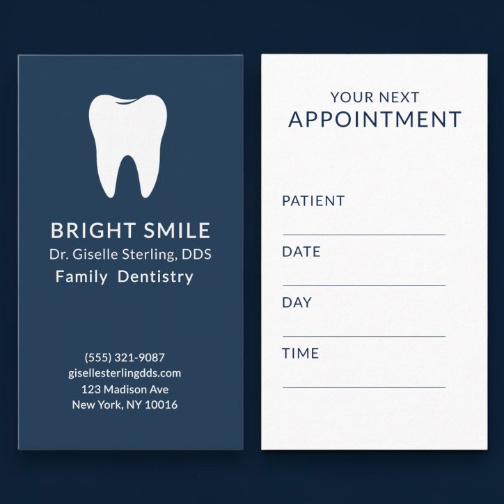Professional Dentist Dental Navy Blue Appointment Business Card