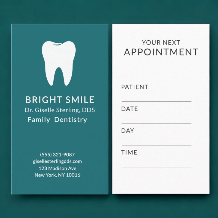 Professional Dentist Dental Teal Appointment Business Card