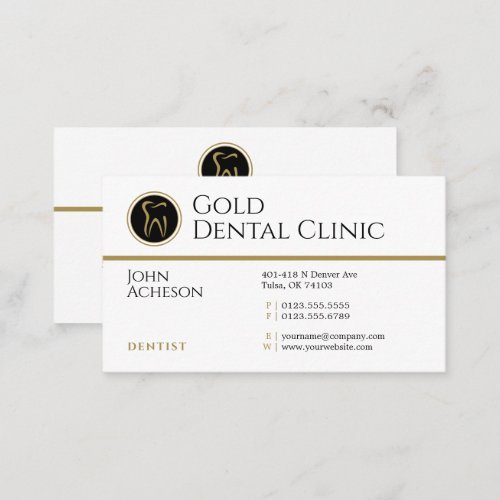 Professional Dentist   Gold Dental Clinic Business Card