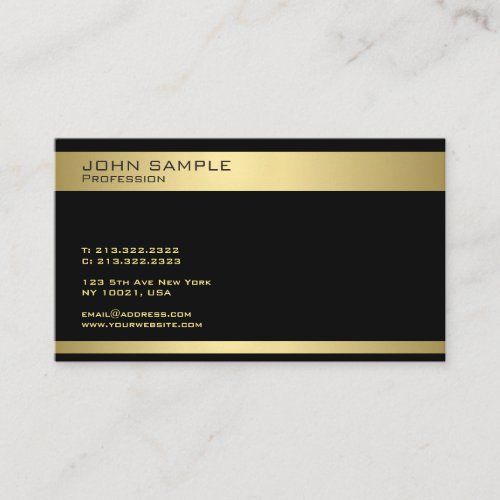 Professional Design Modern Elegant Black Gold Business Card