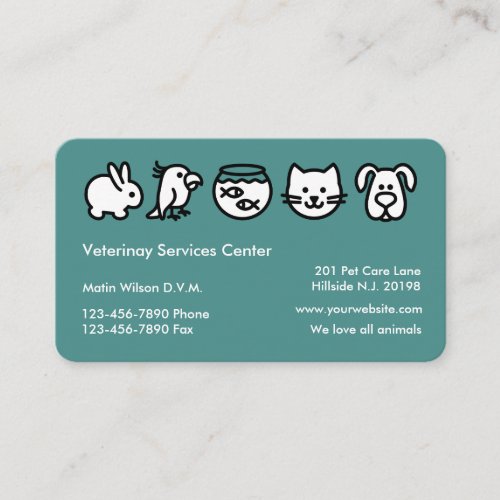 Professional Design Veterinarian Business Cards