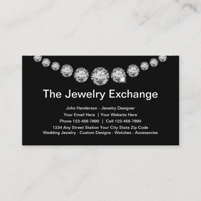 Professional Diamond Jeweler Business Cards (Front)