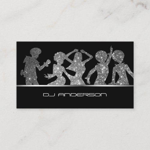 Professional DJ Dancing Silhouettes Business Card