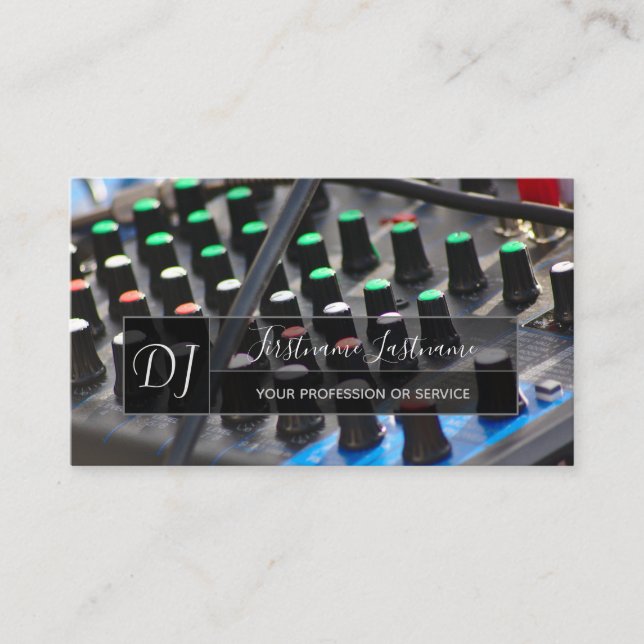 Professional DJ or VJ tunes mixer party planner Business Card (Front)