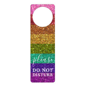 Professional Do Not Disturb LGBTQ Rainbow Glitter Door Hanger