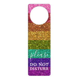 Professional Do Not Disturb LGBTQ Rainbow Glitter Door Hanger