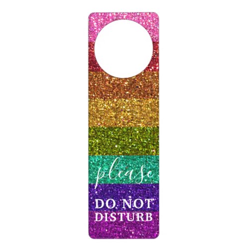 Professional Do Not Disturb LGBTQ Rainbow Glitter Door Hanger