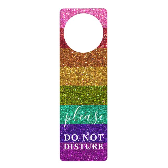 Professional Do Not Disturb LGBTQ Rainbow Glitter Door Hanger (Front)