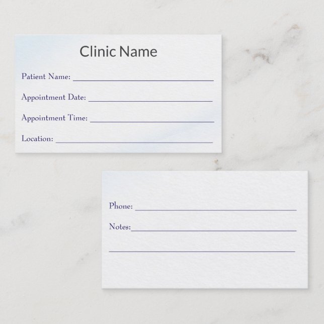 Professional Doctor Appointment Reminder Card (Front/Back)