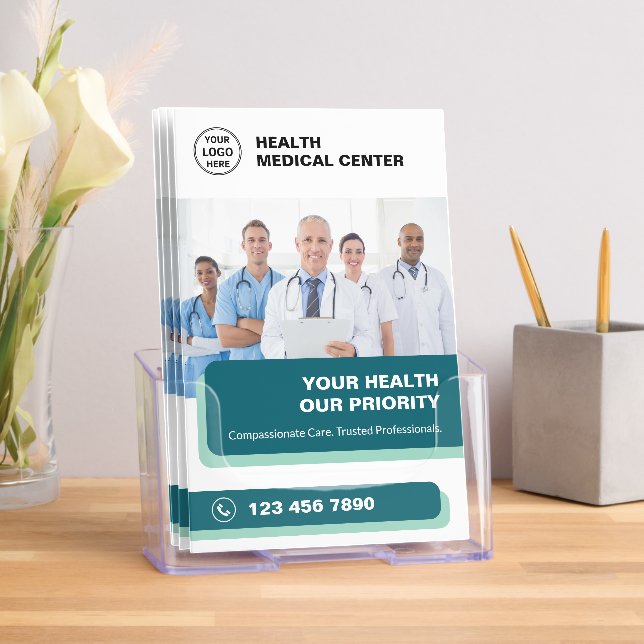 Professional Doctor Clinic Healthcare Bi-Fold Brochure (Insitu)