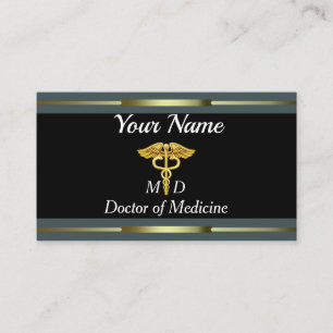 Professional Doctor of Medicine Gold and Black Business Card