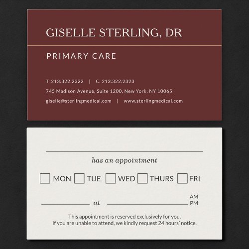 Professional Doctor Office Appointment Reminder Card