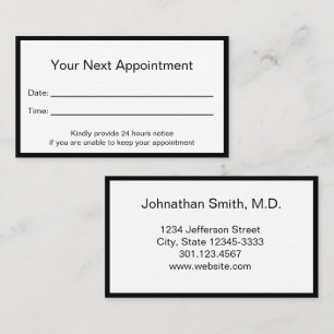 Professional Doctor's Office Appointment Card