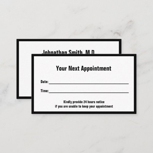 Professional Doctors Office Template Appointment Card