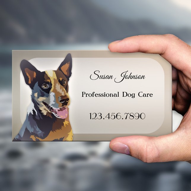 Professional Dog Care Grooming Business Card (Business card for a professional dog walker or a business offering dog grooming or training)