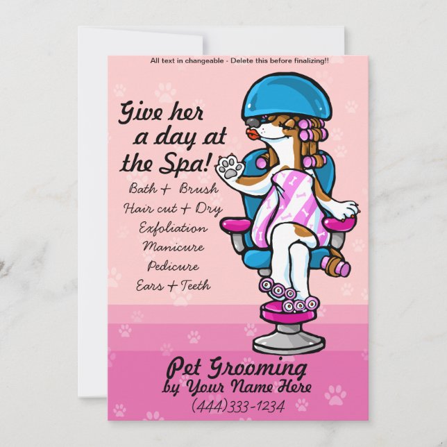 Professional dog grooming advertising cards (Front)