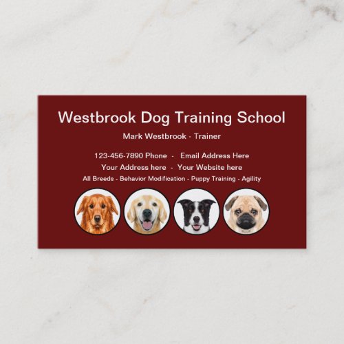 Professional Dog Training School Business Card