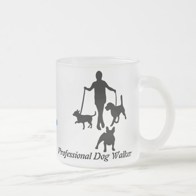 Professional Dog Walker Frosted Glass Coffee Mug (Right)