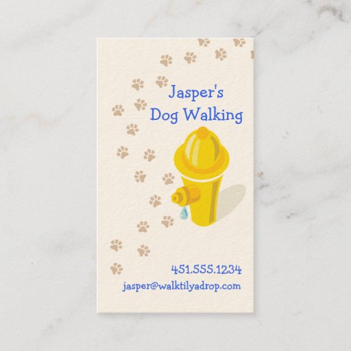 Customizable Professional Dog Walker_hydrant & paws Business Cards