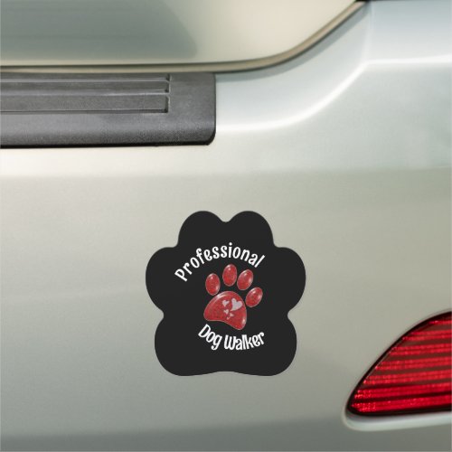 Professional Dog Walker Pet Paw Print Puppy Car Magnet