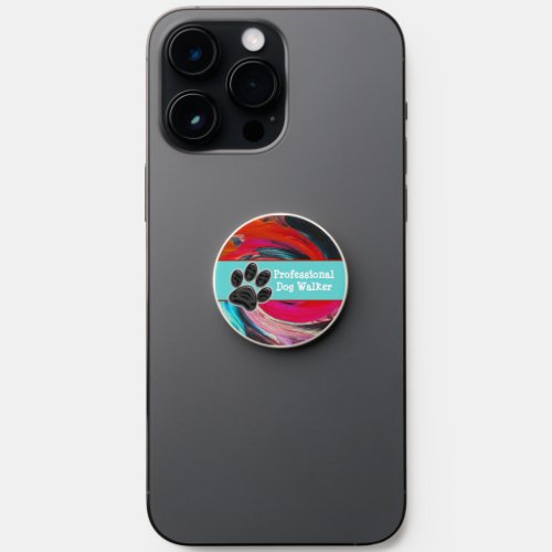 Professional Dog Walker Tie Dye Colorful Paw Print PopSocket