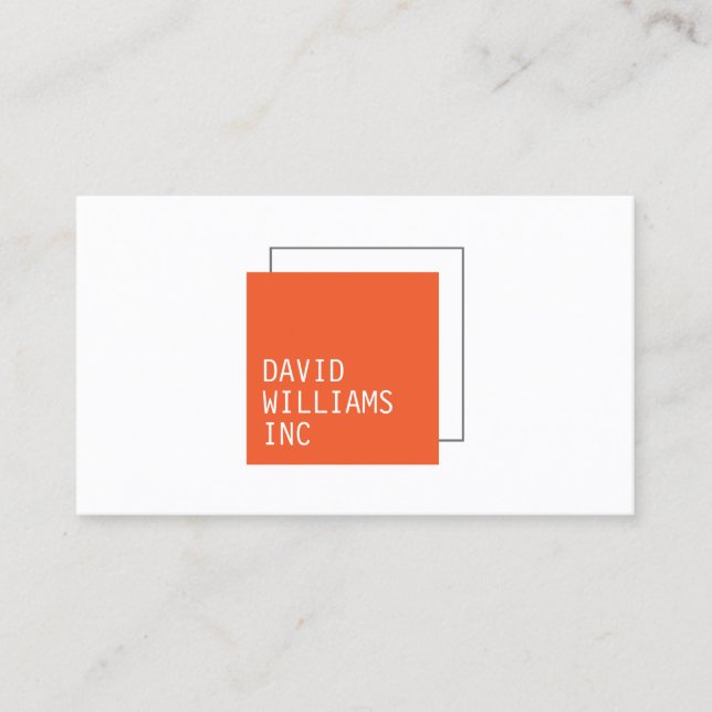 Professional Double Square Logo in Orange/Gray Business Card (Front)